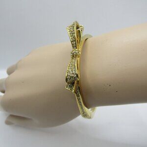 Kate Spade Gold "Love Notes" Crystal Bow Bangle Bracelet